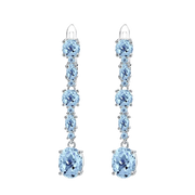 Natural Sky Blue Topaz, 925 Sterling Silver Drop Earrings