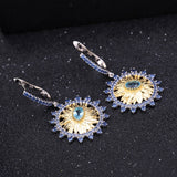 Natural Swiss Blue Topaz, Gold Plated, 925 Sterling Silver, Handmade Earrings