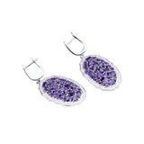 Natural Amethyst Gemstone, 925 Sterling Silver Drop Earrings