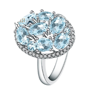 Natural Sky Blue Topaz, 925 Sterling Silver Ring