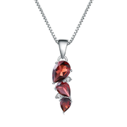 Natural Garnet Gemstone, 925 Sterling Silver Necklace -