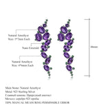 Natural Amethyst Purple Gemstone, 925 Sterling Sliver Earrings