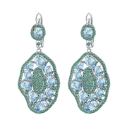 Natural Sky Blue Topaz, Nano Emerald-Green Gemstone,925 Sterling Sliver Earrings