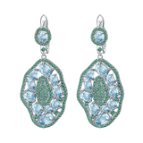 Natural Sky Blue Topaz, Nano Emerald-Green Gemstone,925 Sterling Sliver Earrings