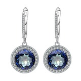 Natural Blueish Mystic Quartz Gemstone, 925 Sterling Silver Earrings