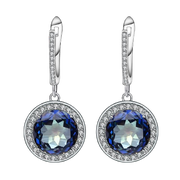 Natural Blueish Mystic Quartz Gemstone, 925 Sterling Silver Earrings