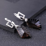 Natural Smoky Quartz Gemstone, 925 Sterling Silver Drop Earrings