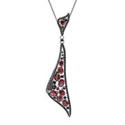 Natural Garnet Gemstone, 925 Sterling Silver Necklace