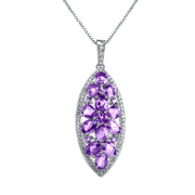 Natural Amethyst Gemstones, 925 Sterling Silver Necklace