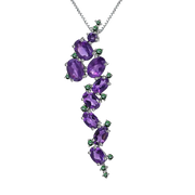 Natural Amethyst Gemstone, 925 Sterling Sliver Necklace -