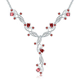 Natural Red Garnet Gemstone, 925 Sterling Silver Necklace