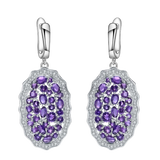 Natural Amethyst Gemstone, 925 Sterling Silver Drop Earrings