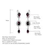 Natural Red Garnet Gemstone, 925 Sterling Silver Drop Earrings