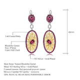 Natural Rhodolite Garnet Gemstones, Gold Plated, 925 Sterling Silver Handmade Drop Earrings