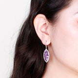 Natural Amethyst Gemstone, 925 Sterling Silver Earrings