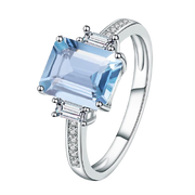 Natural Sky Blue Topaz , 925 Sterling Silver Ring