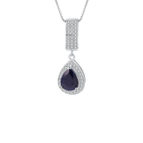 Blue Sapphire, 925 Sterling Silver Pendant Necklace