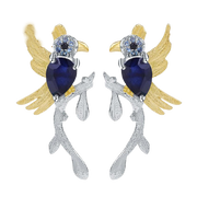 Natural Sapphire, Gold Plated, 925 Sterling Silver, Handmade Earrings