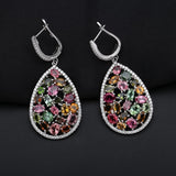 Natural Tourmaline,  925 Sterling Silver Drop Earrings