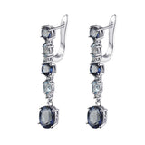 Natural Iolite Blue Mystic Quartz/ Sky Blue Topaz Gemstone,  925 Sterling Silver Clip Earrings