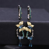 Natural London Blue Topaz Gemstone, Gold Plated, 925 Sterling Silver Handmade Earrings