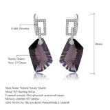 Natural Smoky Quartz Gemstone, 925 Sterling Silver Drop Earrings