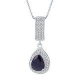 Blue Sapphire, 925 Sterling Silver Pendant Necklace