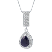 Blue Sapphire, 925 Sterling Silver Pendant Necklace