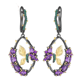 Natural Amethyst, Gold Plated, 925 Sterling Silver Handmade Drop Earrings