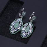 Natural Sky Blue Topaz, Nano Emerald-Green Gemstone,925 Sterling Sliver Earrings