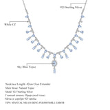 Natural Sky Blue Topaz Gemstone, 925 Sterling Silver Necklace