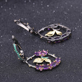 Natural Amethyst, Gold Plated, 925 Sterling Silver Handmade Drop Earrings