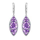 Natural Amethyst Gemstone, 925 Sterling Silver Earrings