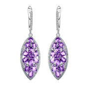 Natural Amethyst Gemstone, 925 Sterling Silver Earrings