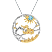 Natural Swiss Blue Topaz, Gold Plated, 925 Sterling Silver Handmade Necklace