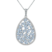 Natural Sky Blue Topaz Gemstone, 925 Sterling Silver Necklace