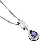 Blue Sapphire, 925 Sterling Silver Pendant Necklace