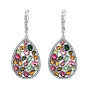 Natural Tourmaline,  925 Sterling Silver Drop Earrings