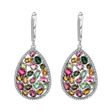 Natural Tourmaline,  925 Sterling Silver Drop Earrings