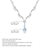 Natural Sky Blue Topaz Gemstone, 925 Sterling Silver Necklace -