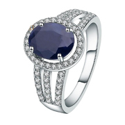 Natural Blue Sapphire, 925 Sterling Silver Ring