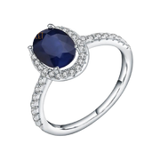 Natural Blue Sapphire, 925 Sterling Silver Ring