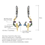 Natural Swiss Blue Topaz Garnet Gemstones, Gold Plated, 925 Sterling Silver Handmade earrings