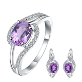 Natural Amethyst, 925 Sterling Silver Set