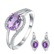 Natural Amethyst, 925 Sterling Silver Set