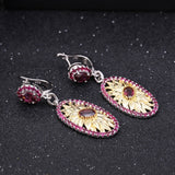 Natural Rhodolite Garnet Gemstones, Gold Plated, 925 Sterling Silver Handmade Drop Earrings