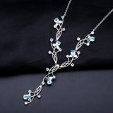 Natural Sky Blue Topaz Gemstone,  925 Sterling Silver Necklace