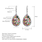 Natural Tourmaline,  925 Sterling Silver Drop Earrings