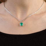 Natural Green Agate,  925 Sterling Silver Necklace