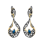 Natural London Blue Topaz, Gold Plated, 925 Sterling Silver Handmade Earrings